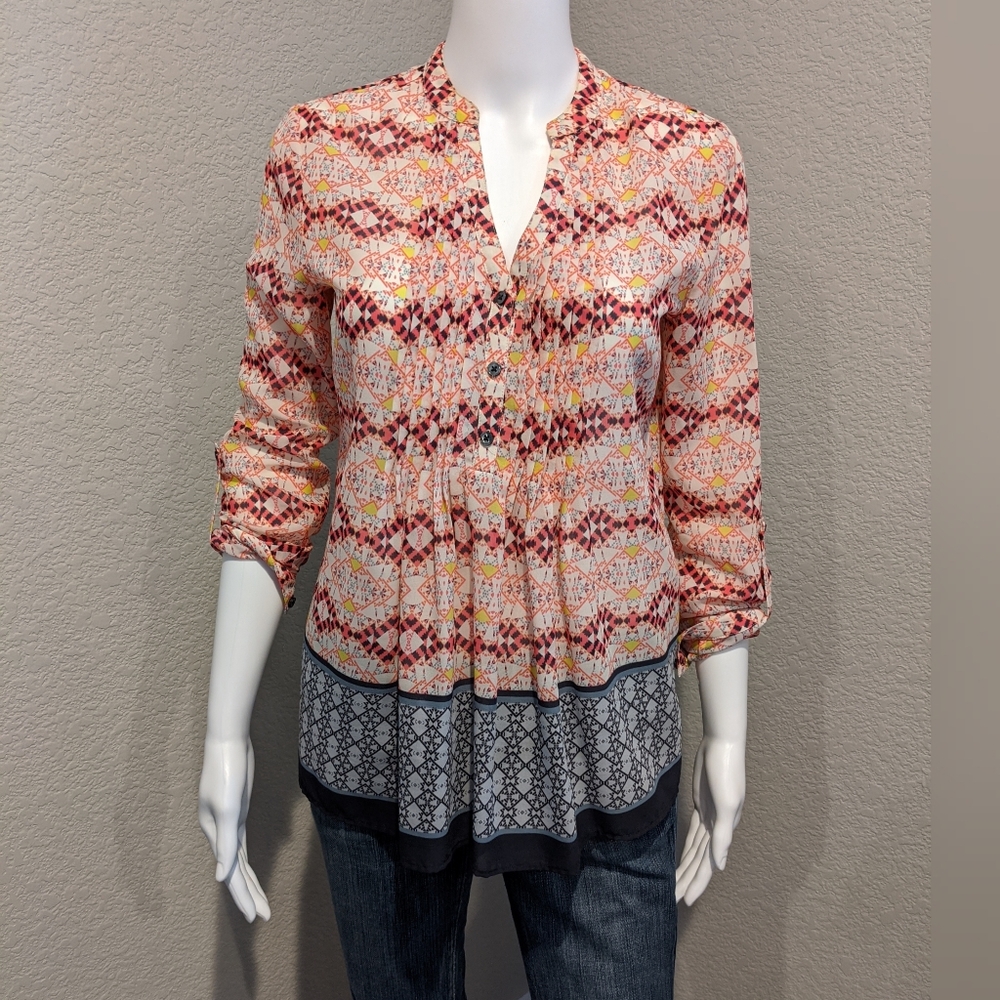 Anthropologie HD in Paris silk feel boho top